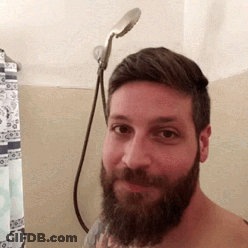 Man With Beard Taking Shower GIF