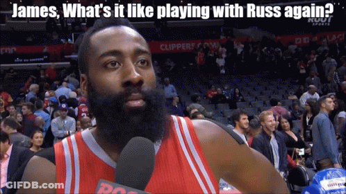 Man With Beard Talking Into Microphone What's It Like Playing With Russ Again GIF