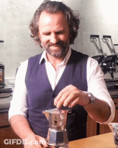 Man With Beard Using Bialetti Coffee Pot GIF