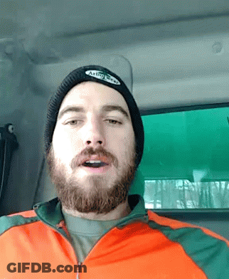 Man With Beard Wearing Astro Bees Beanie GIF