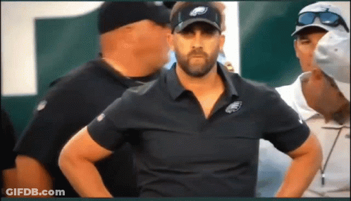 Man With Beard Wearing Eagles Hat GIF