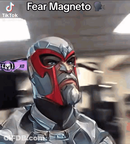 Man With Beard Wearing Fear Magneto Mask GIF