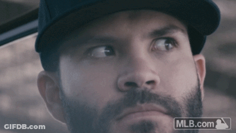 Man With Beard Wearing Hat And MLB Logo GIF