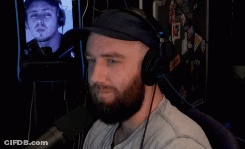 Man With Beard Wearing Headphones And Hat GIF