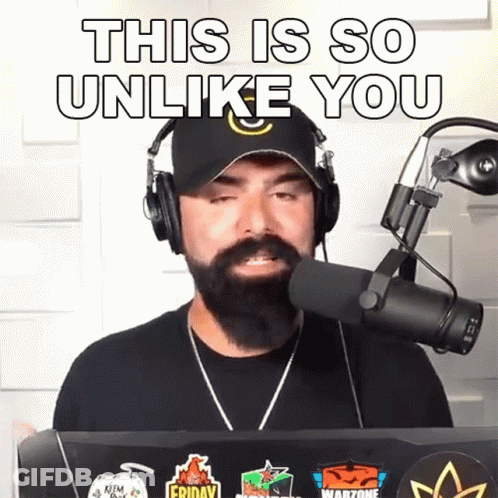 Man With Beard Wearing Headphones And Hat Says This Is So Unlike You GIF