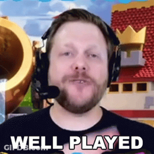 Man With Beard Wearing Headphones And Microphone Says Well Played GIF