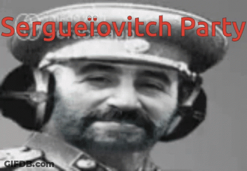 Man With Beard Wearing Headphones And Sergueiovitch Party Hat GIF