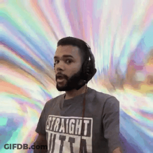 Man With Beard Wearing Headphones And T-Shirt GIF