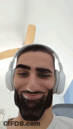 Man With Beard Wearing Headphones Making Face GIF