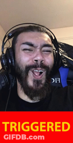 Man With Beard Wearing Headphones Saying Triggered GIF