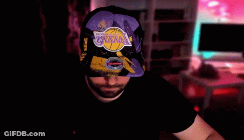 Man With Beard Wearing Lakers Hat GIF