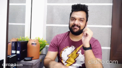 Man With Beard Wearing Lightning Bolt Shirt GIF