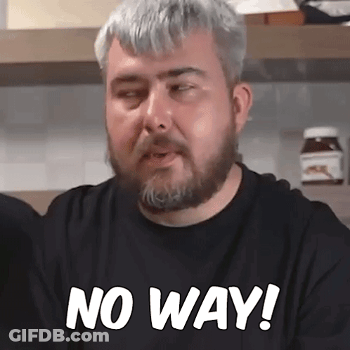 Man With Beard Wearing No Way Shirt GIF