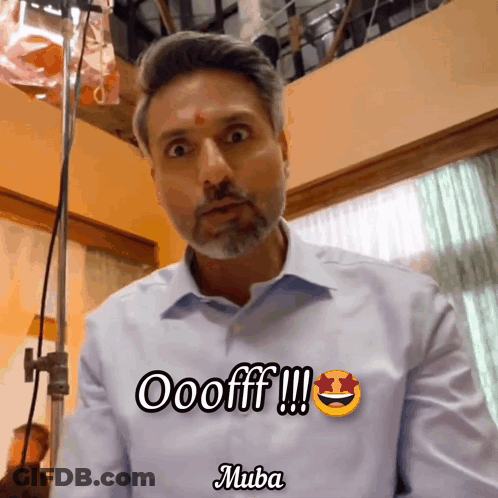 Man With Beard Wearing Oooofff Shirt GIF