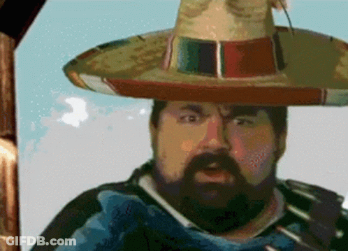 Man With Beard Wearing Sombrero And Gun GIF