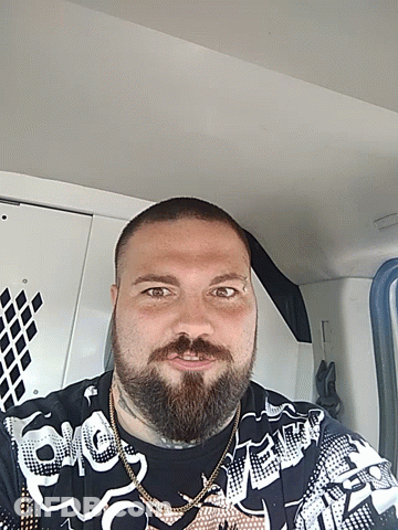 Man With Beard Wearing Supreme Shirt GIF