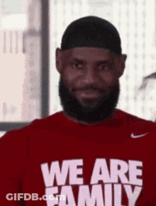 Man With Beard Wearing We Are Family T-Shirt GIF