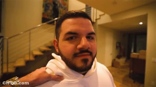 Man With Beard Wearing White Hoodie And Watch GIF