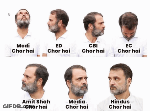 Man With Beard Wearing White Shirt Saying Modi Chor Hai GIF