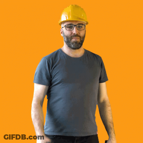 Man With Beard Wearing Yellow Hard Hat GIF