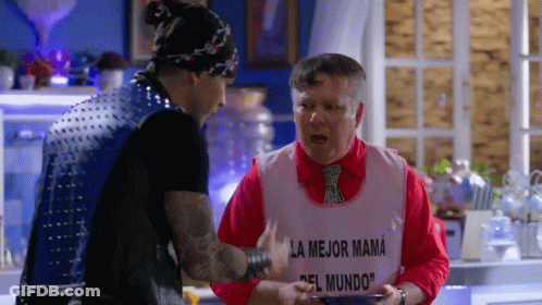 Man With Bib Saying La Mejor Mama GIF