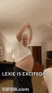 Man With Big Belly Dancing Shirtless GIF