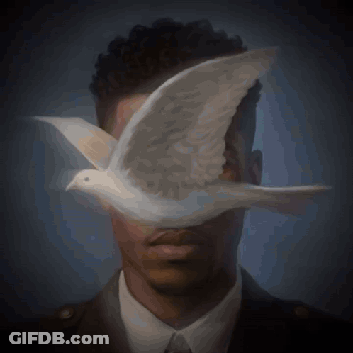 Man With Bird Covering His Eyes GIF