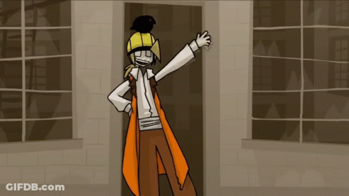 Man With Bird On Head In Front Of Door GIF