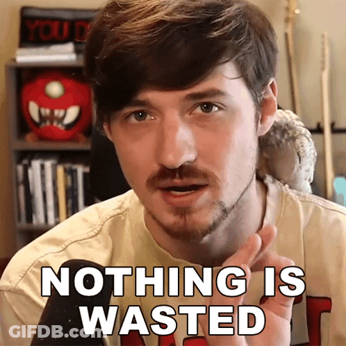 Man With Bird On Shoulder And Nothing Is Wasted GIF