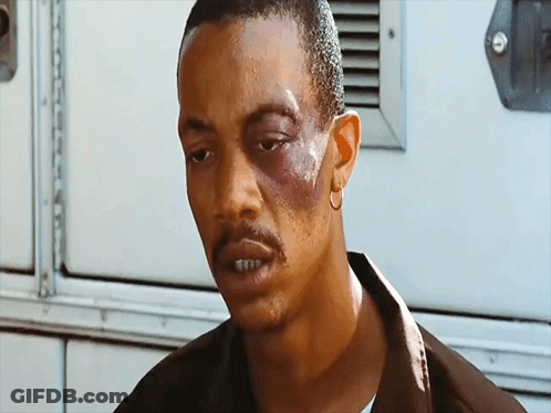 Man With Black Eye And Hoop Earrings GIF