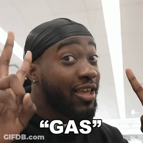 Man With Black Headband Says Gas GIF
