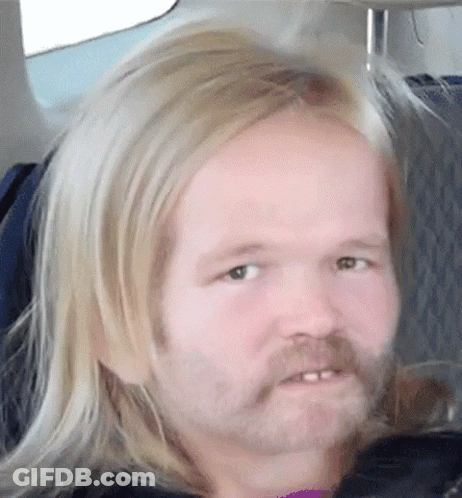 Man With Blonde Hair And Beard Making Face GIF