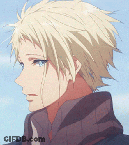 Man With Blonde Hair And Blue Eyes Wearing Scarf GIF