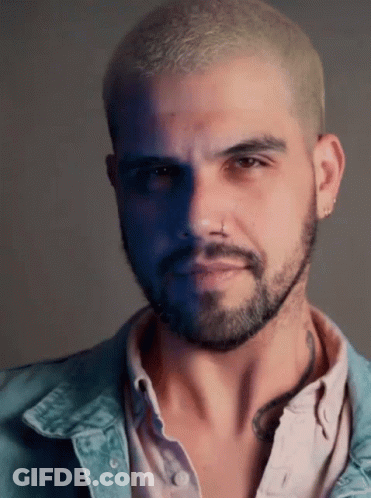 Man With Blonde Hair Beard Denim Jacket Earrings GIF