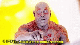 Man With Blood On Chest Pointing Saying You Must Be So Embarrassed GIF