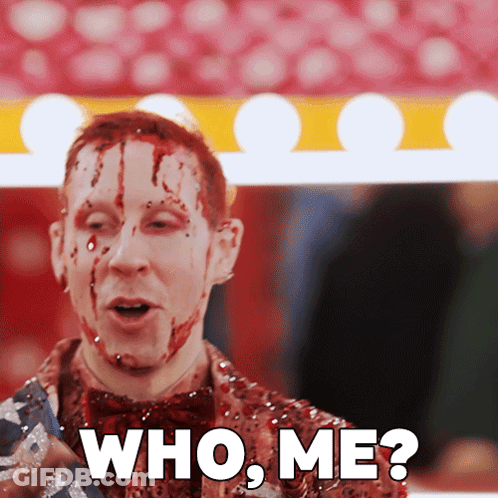 Man With Blood On Face Asking Who Me GIF