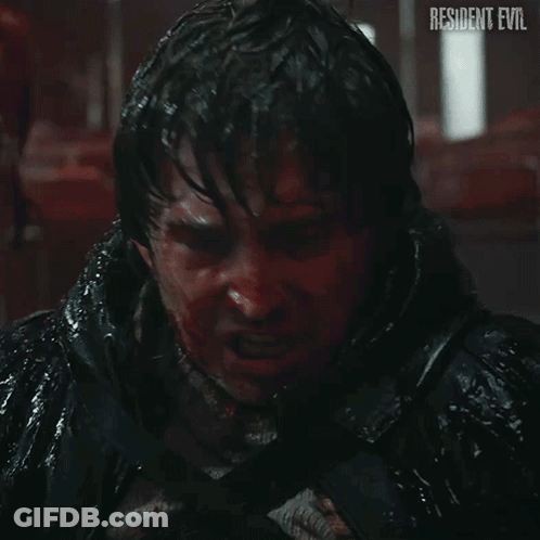 Man With Blood On Face Resident Evil GIF