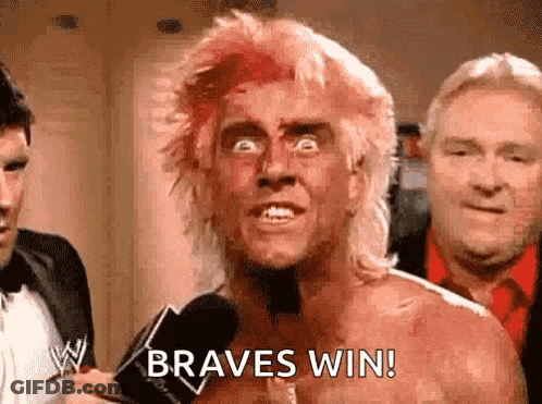Man With Blood On Face Saying Braves Win GIF