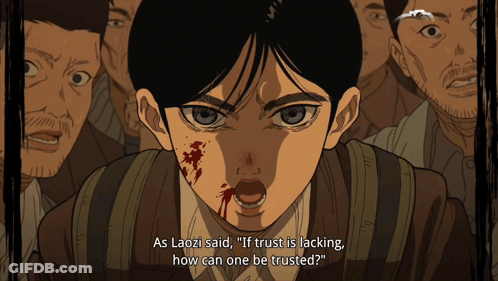 Man With Blood On Face Talking About Trust GIF