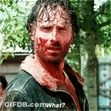 Man With Blood On Face Wearing Leather Jacket GIF