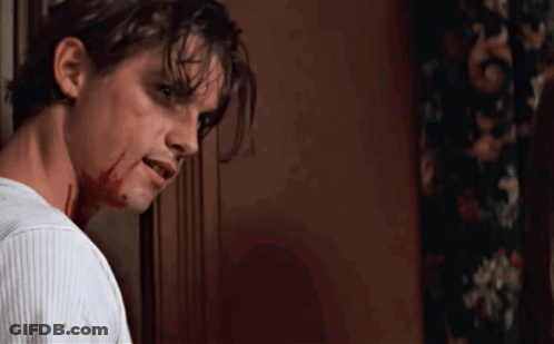 Man With Blood On Face White Sweater GIF