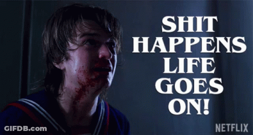Man With Blood On His Face Shit Happens Life Goes On GIF