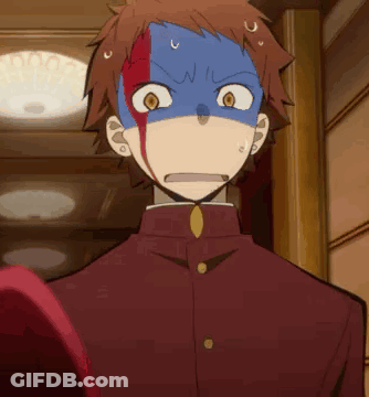 Man With Blue And Red Mask Surprised GIF
