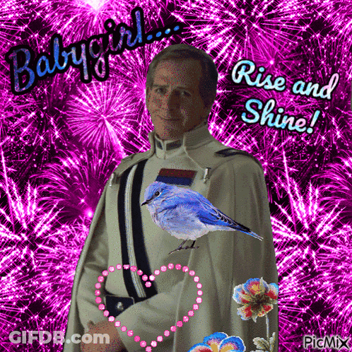 Man With Blue Bird And Rise And Shine GIF