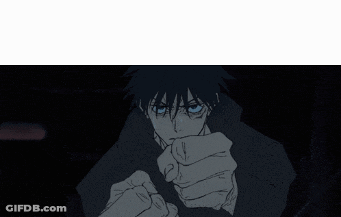 Man With Blue Eyes Pointing In Dark GIF