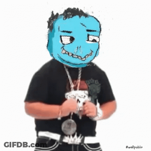 Man With Blue Face And Skull Necklace GIF