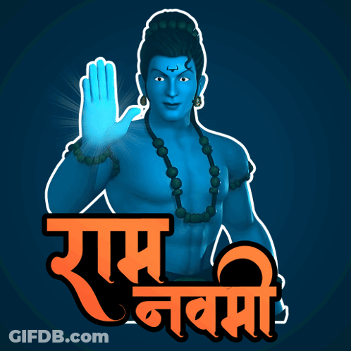 Man With Blue Face Ram Navami GIF