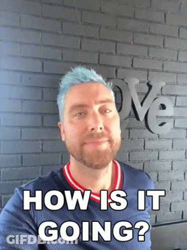 Man With Blue Hair And Beard Asking How Is It Going GIF