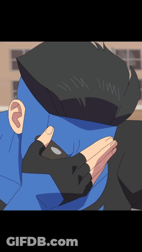 Man With Blue Hair And Black Gloves GIF