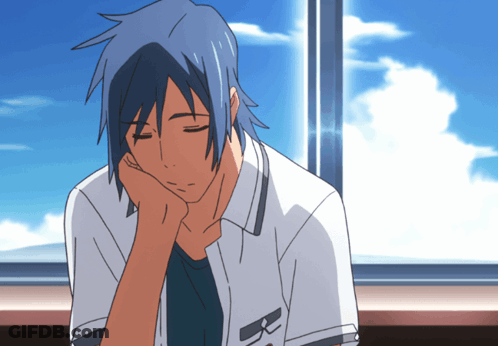 Man With Blue Hair And R Shirt GIF